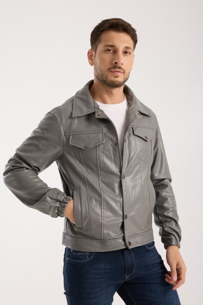 İLKCET MODA Seasonal Vintage Oversize Short Leather Jacket