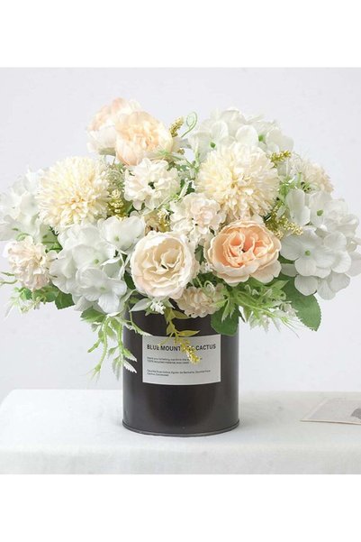Generic 3 Bunches Artificial Flowers, White Flowers Fake Peony Silk Hydrangea...