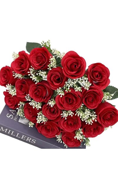 Generic Huitich Red Artificial Rose Flower Bouquet for Home Decor, Parties & ...