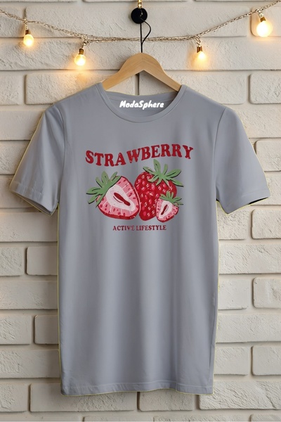 AR&YOS Strawberry Printed Unisex Oversize T-Shirt