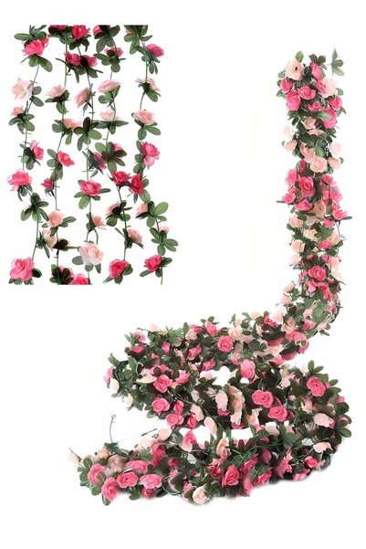 Generic 5 Pack 98 inch Artificial Rose Vine Flower, Garland Fake Rose Vine Ha...