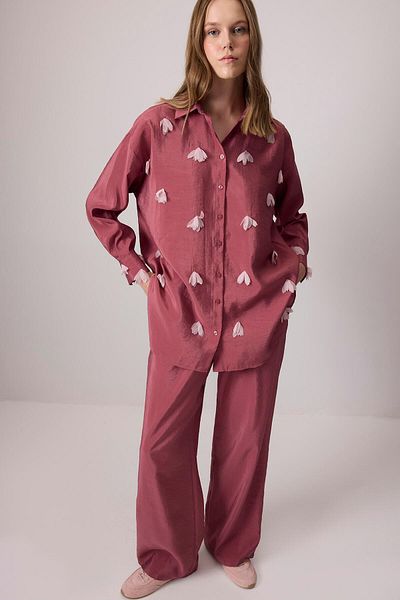 Touché Privé Tulle Flower Embroidered Shirt