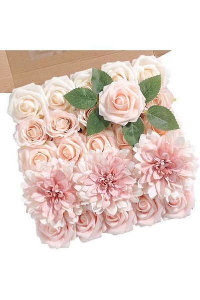Generic Artificial Flower Combination Box Set, Gradient Color Flowers And Lea...
