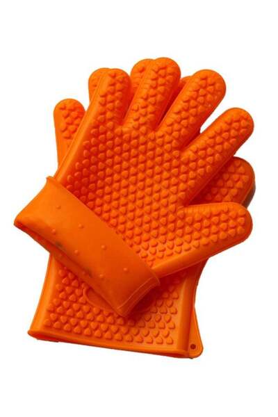 Generic Heat Resistant Silicone Oven Glove Orange 21grams