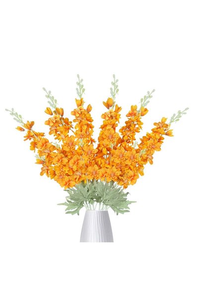 Generic 6PCS Silk Delphinium Artificial Flowers in Orange - 34in Long Stem Fa...