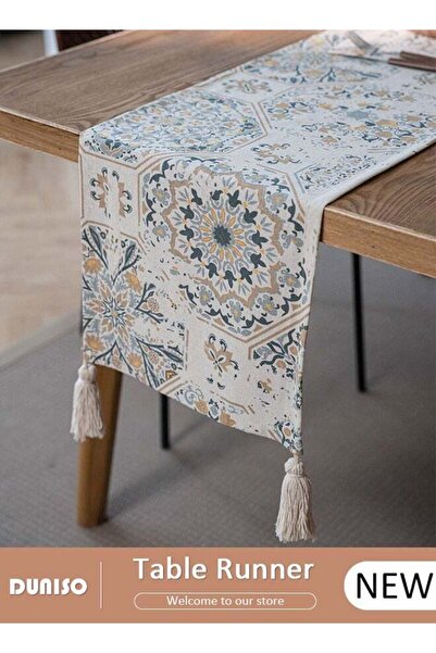 Generic DUNISO Rustic Elegant Table Runner with Tassels, Boho Farmhouse Table Runners,Wrinkle Free Gorgeous