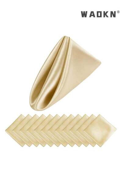 Generic WAOKN Elegant Collection of 12 Soft Satin Square Napkins, Measuring 20x20 Inches, Perfect for Enhan