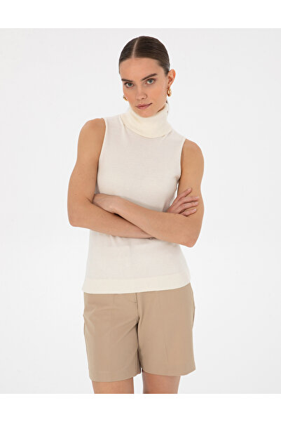 Pierre Cardin Ecru Slim Fit Turtleneck Sweater 50316336-Vr019