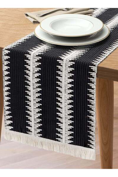 Generic Excefore Table Runner, 30*180 CM Burlap Table Runner Balck and White for Modern Farmhouse Decor, Na