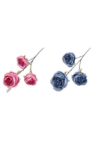 Generic Pack of 2 3 Heads Austin Artificial Flowers Assorted