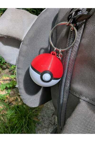 Rafine Studio 3D Pokemon Pokeball Keychain - Red White Decorative Keychain