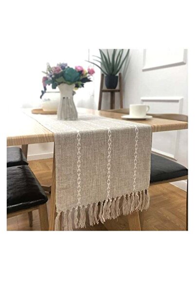 Generic Excefore Braided Farmhouse Table Runner, Cotton Linen Boho Table Runner, Vintage Woven Table Runner