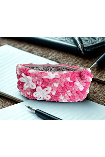 moonaja El Örgüsü Yumuşacık Makyaj Çantası Neşeli Kalemlik - Astarlı ve Fermu...