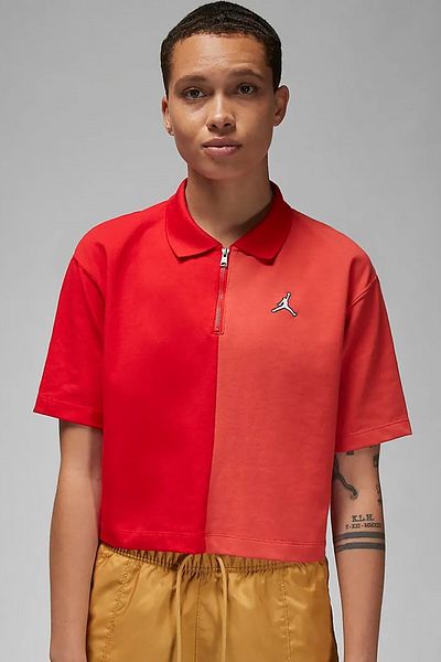 Nike Jordan Flight Loose Fit 1/4 Zip T-Shirt Women's 1/4 Zipper Shirt Collar Loose Fit Short T-Shirt K