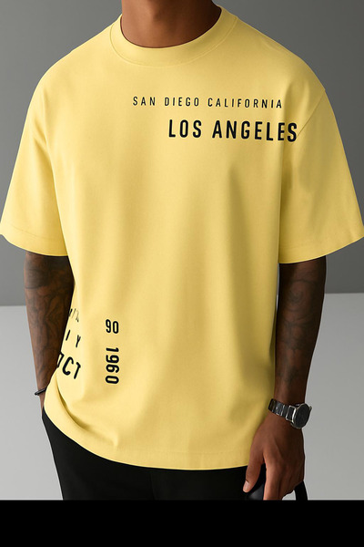 AR&YOS Los Angeles Printed Unisex Oversize T-Shirt