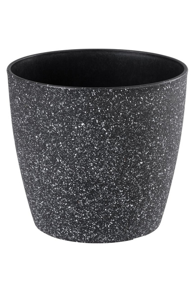 SGTT Ghiveci din plastic rezistent, culoare neagră, efect de piatră, diametru...