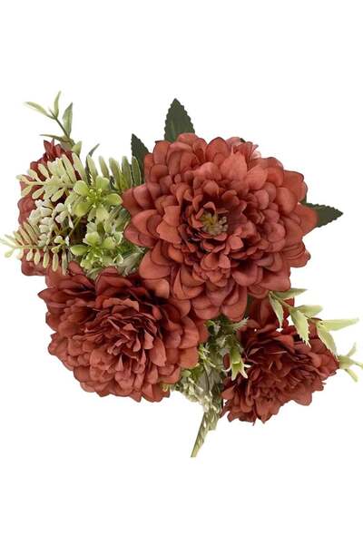 Generic Seven Heads Artificial Flower Dark Coffee