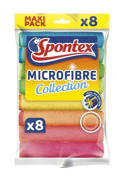 Generic Spontex 8-Piece Multipurpose Microfiber Towel Cleaning Cloth 30 x 30 cm