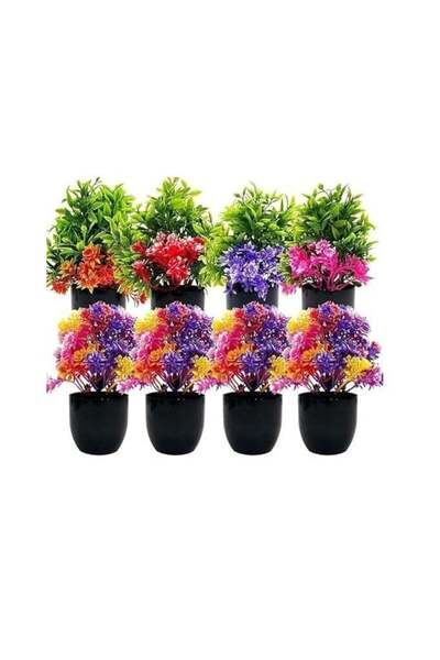 Generic Artificial Potted Plants Set - Small Faux Eucalyptus & Floral Decor f...