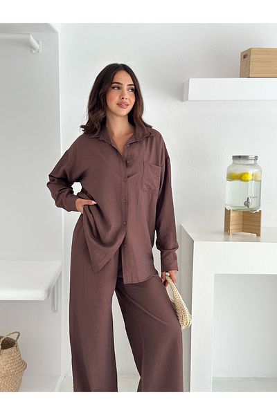 02Lady Fashion Wide Leg Strawberry Fabric Shirt Suit with Elastic Waist