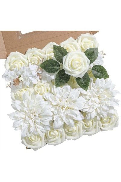 Generic Artificial Flower Combination Box Set, Gradient Color Flowers And Lea...