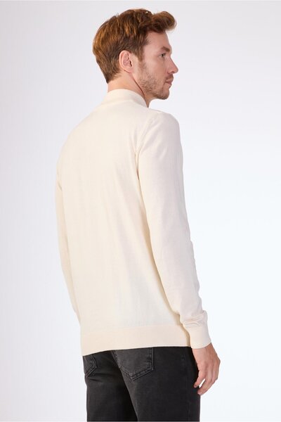 Dufy Ecru Plain Men's Knitwear - Slim Fit