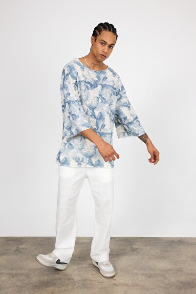 İLKCET MODA Yarım Kol Dijital Baskı Oversize Tshirt