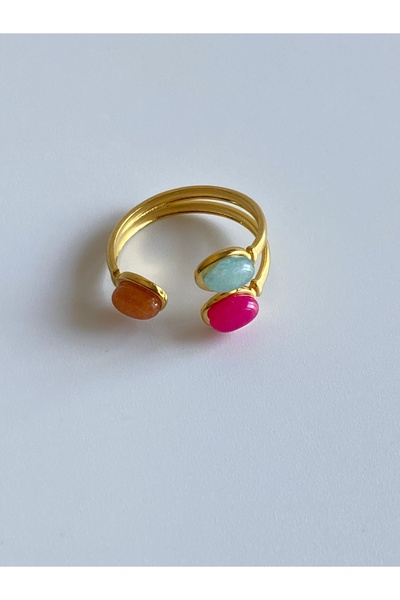 FIERA JEWELRY خاتم نسائي من الفولاذ الحجري الملون