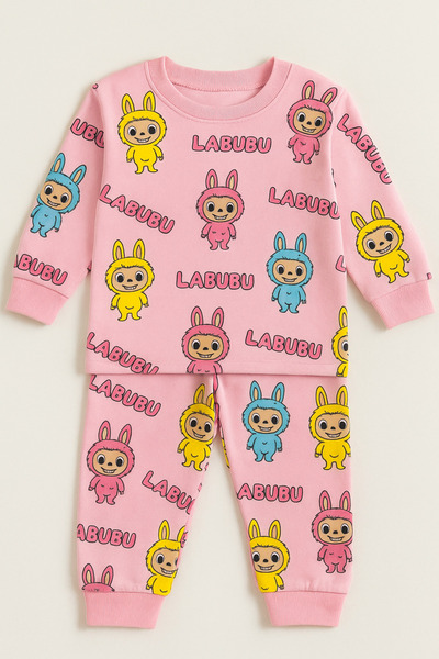 SVART WEAR Labubu Desenli Çocuk Pijama Takımı Alt Üst Sweatshirt Pantolon