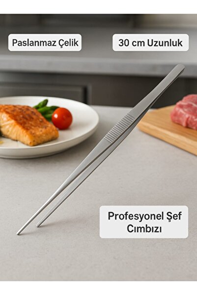 HZL HOME Paslanmaz Çelik Profesyonel Şef Cımbızı-30 cm Cımbız Maşa