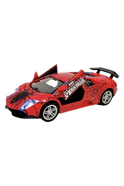 MASHASHOP Masinuta metallica, tip Spiderman, 2 usi mobile, sunete si lumini, 12 cm