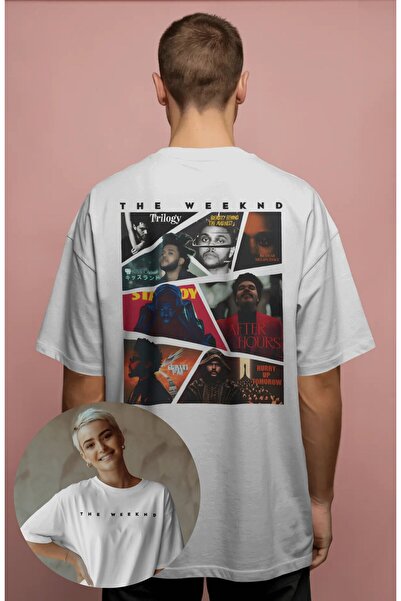 Fuddy Moda Unisex The Weeknd άλμπουμ μπλουζάκι με στάμπα στην πλάτη, μπλουζάκ...