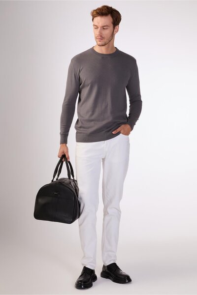 Dufy Anthracite Plain Men's Knitwear - Slim Fit