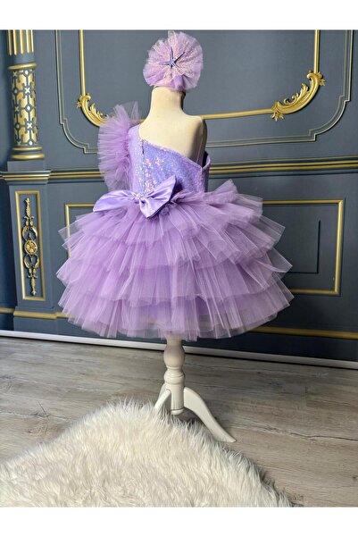 Star Kids Rochie mov cu un singur umăr sirenă pentru fetiță, costum mov cu un singur umăr sirenă pentru fetiță, rochie de seară pentru fetiță