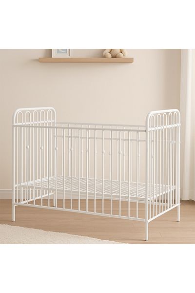 Cady One metal baby bed adjustable with 3 levels 127*103*70, with guardrails (without mattress)