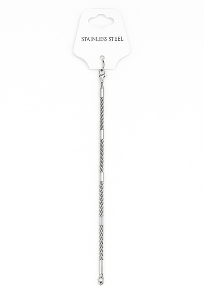 Bittox Stainless Steel Men's Silver Chain Bracelet with Gold Detail - Stylish Men's Bracelet