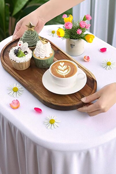 OK Wood Luxury Natural Wooden Presentation and Serving Tray 18X35 cm – Premium Table Decoration and Stylish Organizer