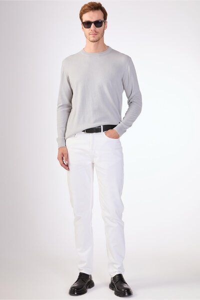 Dufy Gray Plain Men's Knitwear - Slim Fit