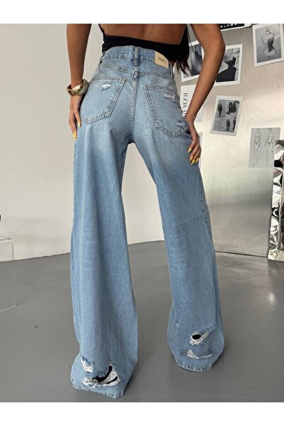 DENİKK REND YÜKSEK BEL GENİŞ PAÇA BEL AYARLANABİLİR JEAN DENİM BAGGY PANTOLON-HİGH RİSE WİDE LEG JEAN