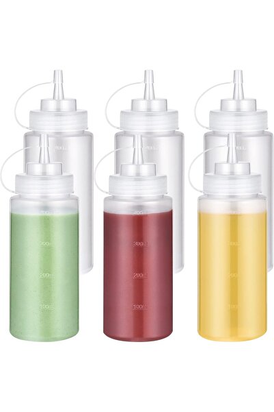 Generic 16 OZ Condiment Squeeze Bottles with Twist on Caps and Measurement, Leakproof Squirt Reusabl