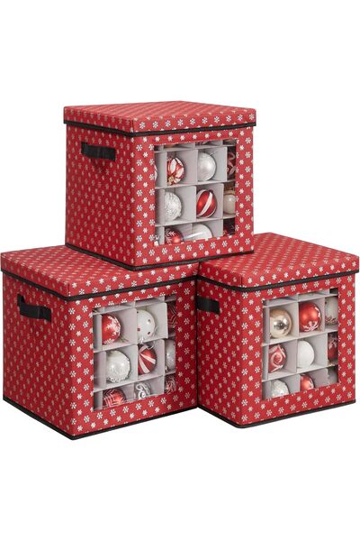 STOREMAX Jevnna Storage Boxes, Set of 3, Folding Boxes, 64 Small Compartments Per Box, Flexible Bear