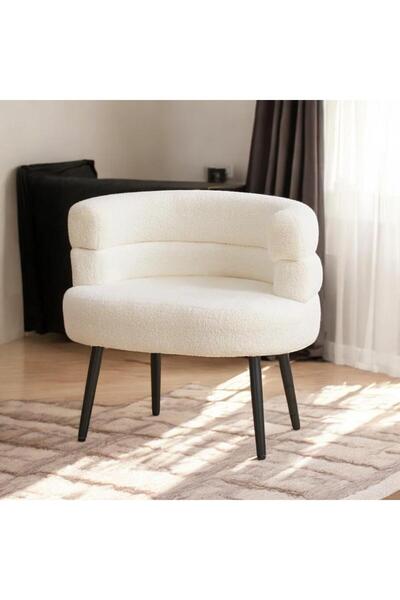 Trendat Comfortable white boucle chair for home