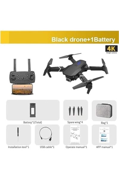 Generic E88 Pro Drone 4k, HD Camera, WiFi FPV, Foldable Quadcopter, Stable Flight & Aerial Photography, Alti