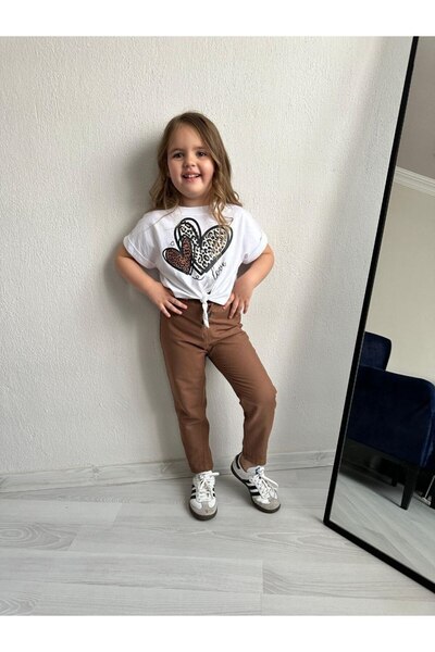 Kids Love Written Belly Tie Tshirt and Gabardine Pants