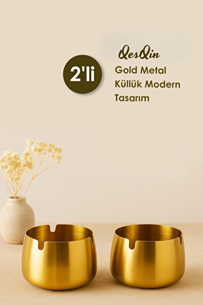 Genel Markalar 2 ADET Gold Metal Küllük Modern Tasarım Şık ve Zarif Küllük Go...