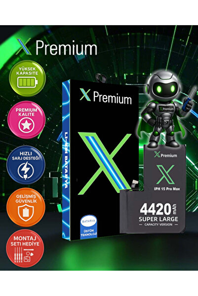 X PREMİUM Xpremium iPhone 15 Pro Max Batarya – 4420 mAh Süper Yüksek Kapasite...
