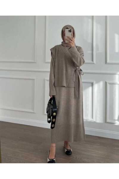 AXXAN Knitwear Dress Side Bagging Vest Knitwear Dress Hijab Dress Standard Size