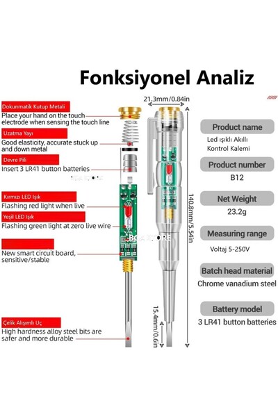 UmoTech Check Pen Electrical Electronic Tester Red Green Led Lighted Phase Voltage Test Screwdriver