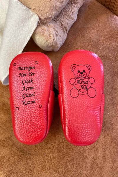 Beybium İsimli Bebek Ayakkabısı Hakiki Deri Bobby Kırmızı