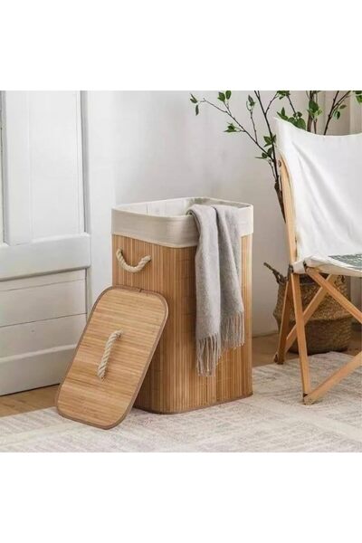 STOREMAX Sellbuyst Handmade Wicker Folding Laundry Basket Rectangular 72 Liters (40Cm*30Cm*61Cm), Natural